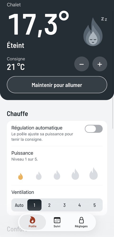 Flamino : contrôle du poêle à distance